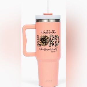 Peach Tumbler with Inspirational Quote- NEW in box